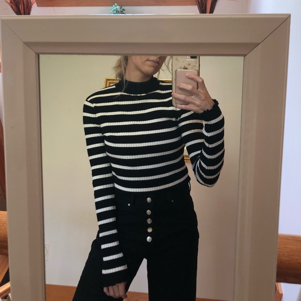 Striped turtle neck top